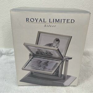 NEW Vintage Royal Limited Silver Pewter Sideways Spin Rotating Frame 10 Photos